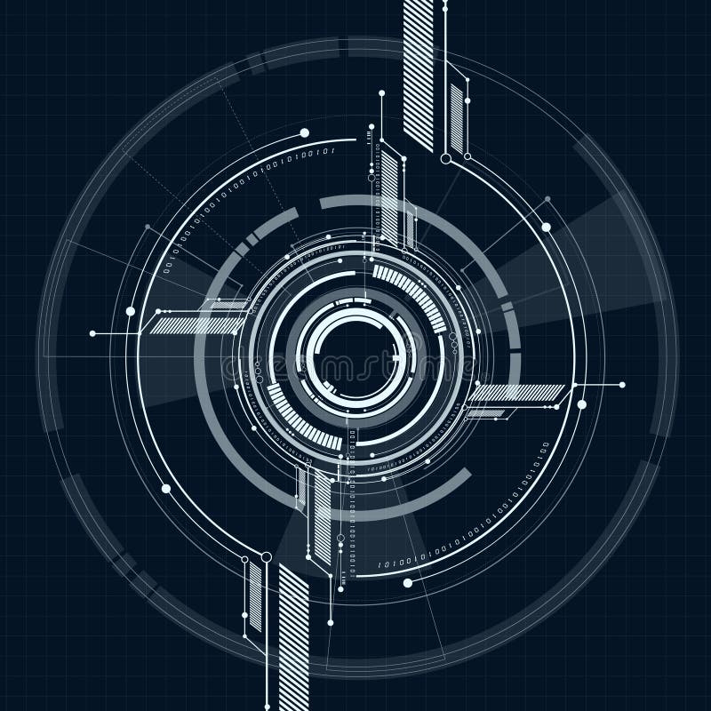 Vector abstract technological interface on grid style background royalty free illustration