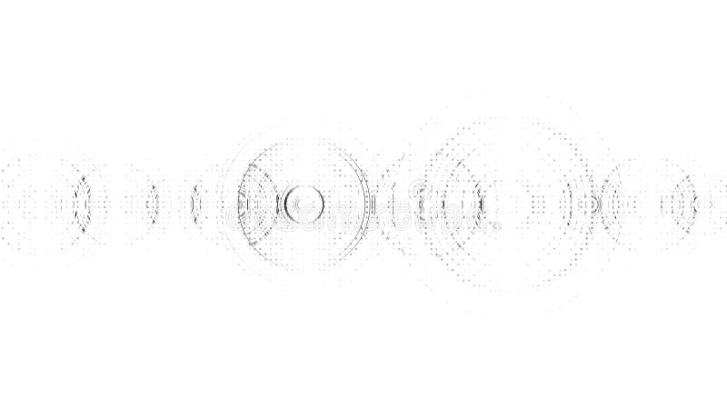 Vector abstract technological sound wave black and white royalty free illustration