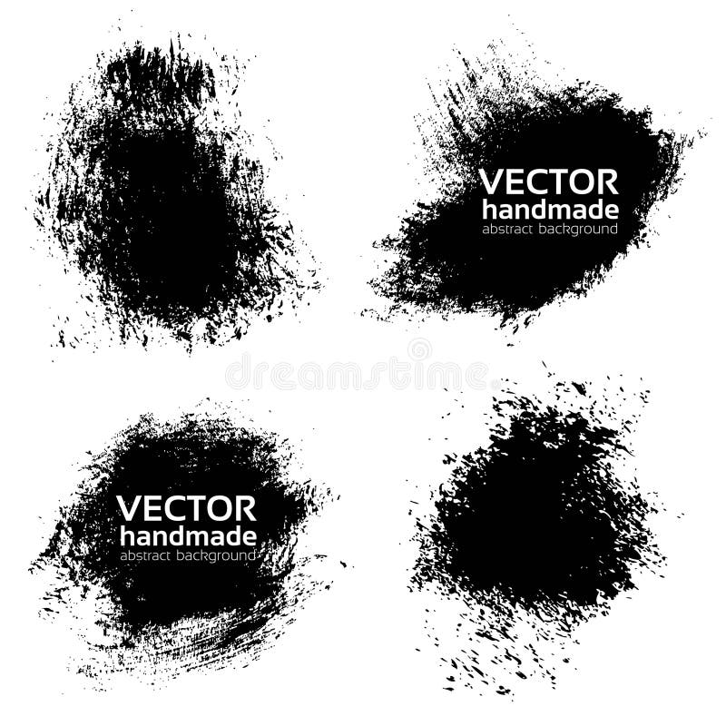 Vector abstract textured handmade black strokes - backgrounds painted by dry brush isolated on a white royalty free illustration
