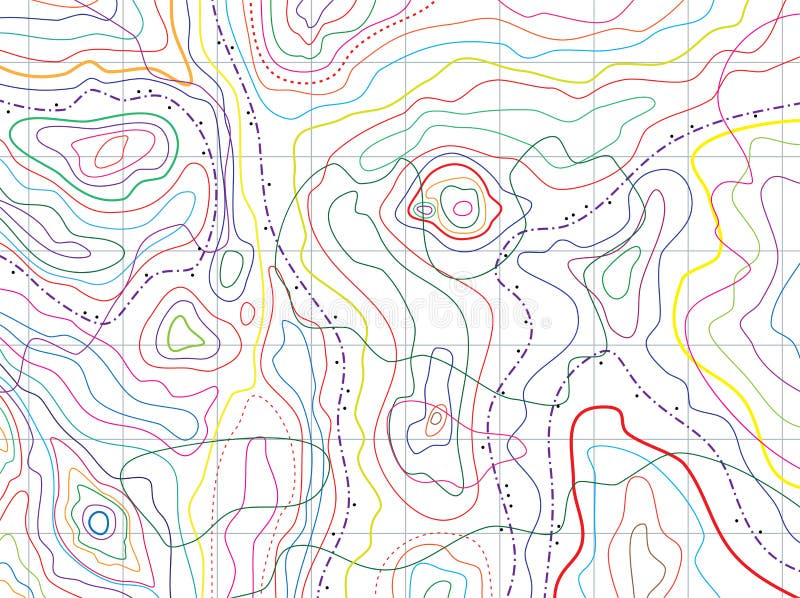 Vector abstract topographical map with colorful lines. Backdrop simple landscape vectors