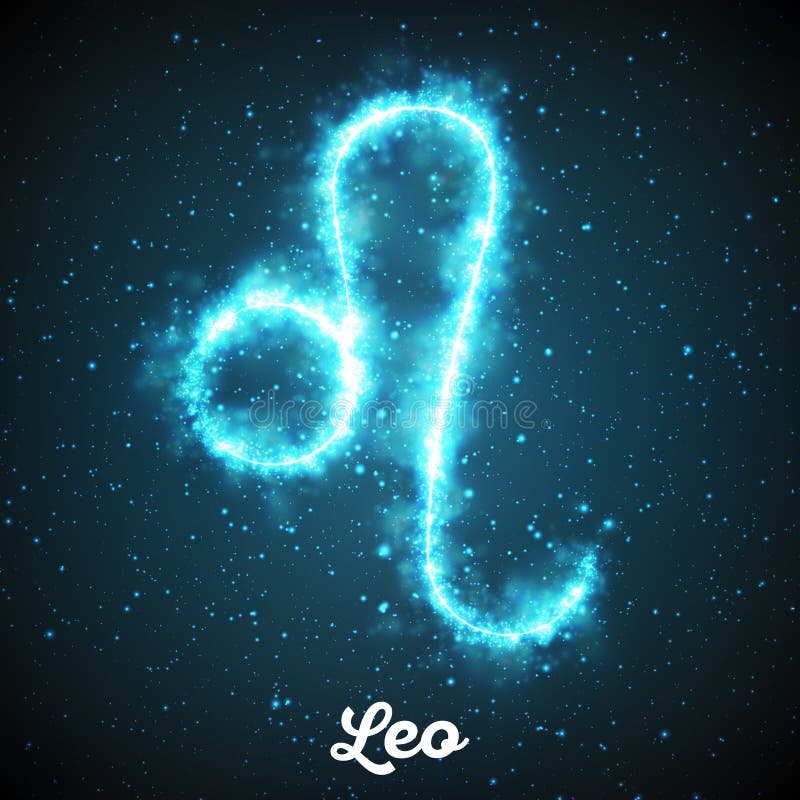 Vector Abstract Zodiac Sign Leo on a Dark Blue Background of the Space ...