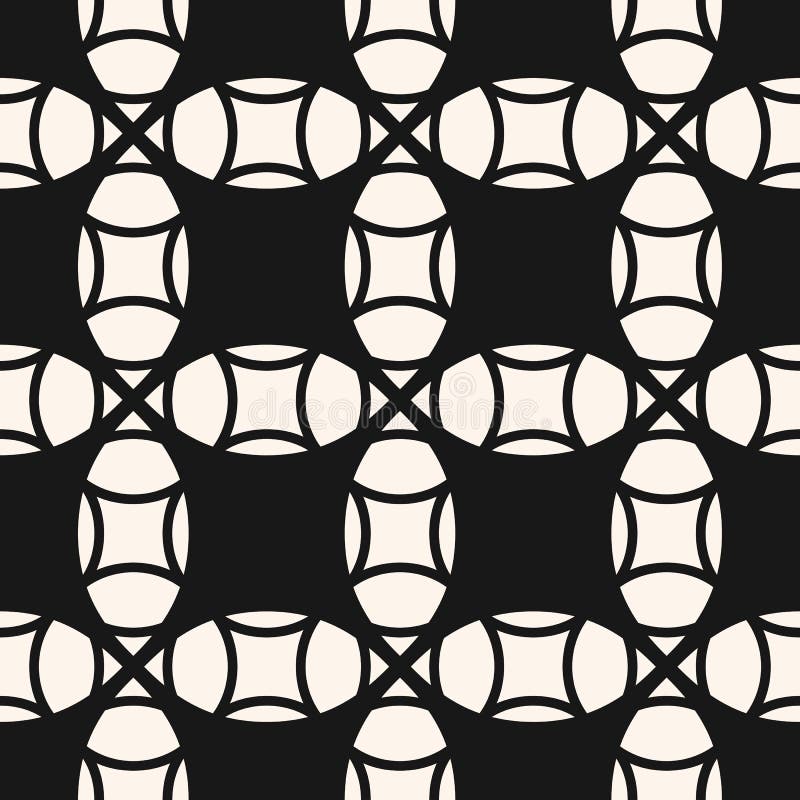 Vector abstract black and white geometric pattern. Simple seamless texture with rounded shapes, squares, ovals, circles, grid, net, lathing. Modern minimal monochrome background. Repeatable design. Vector abstract black and white geometric pattern. Simple seamless texture with rounded shapes, squares, ovals, circles, grid, net, lathing. Modern minimal monochrome background. Repeatable design