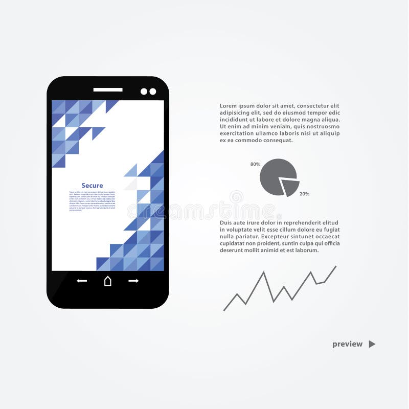 Vector abstracte presentatie in smartphone. Schoon malplaatje met royalty-vrije illustratie