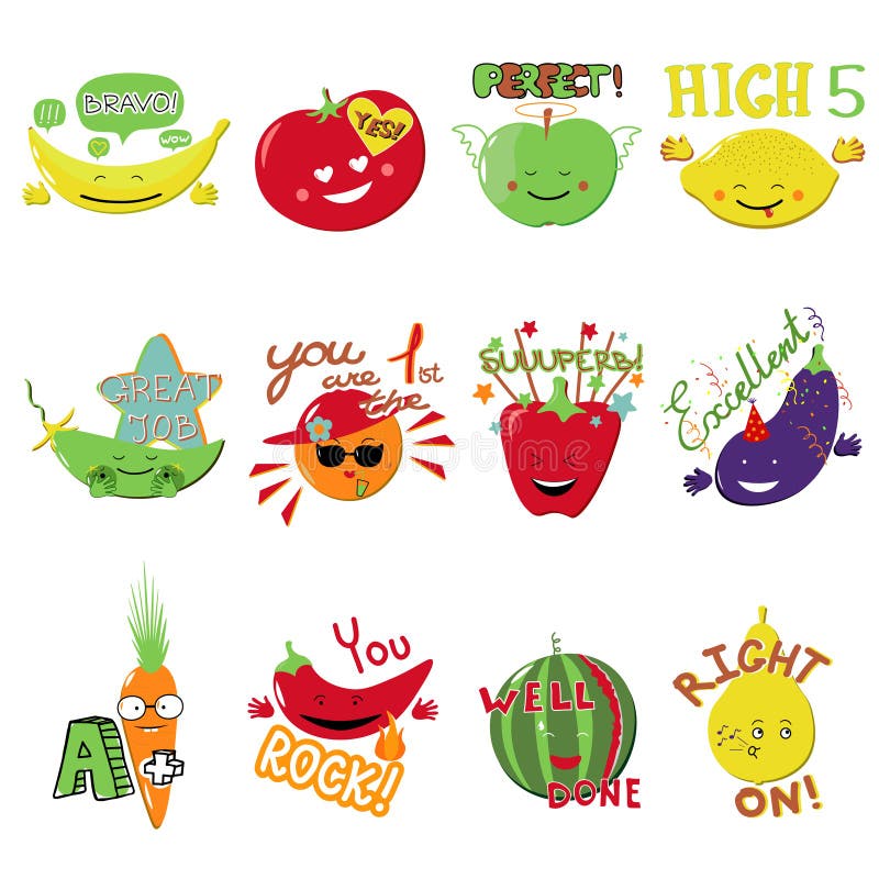 Set of isolated funny stickers Royalty Free Vector Image