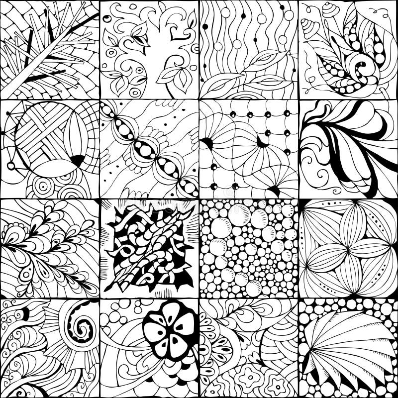 Hand Drawn Zentangle Background for Coloring Page Stock Illustration ...