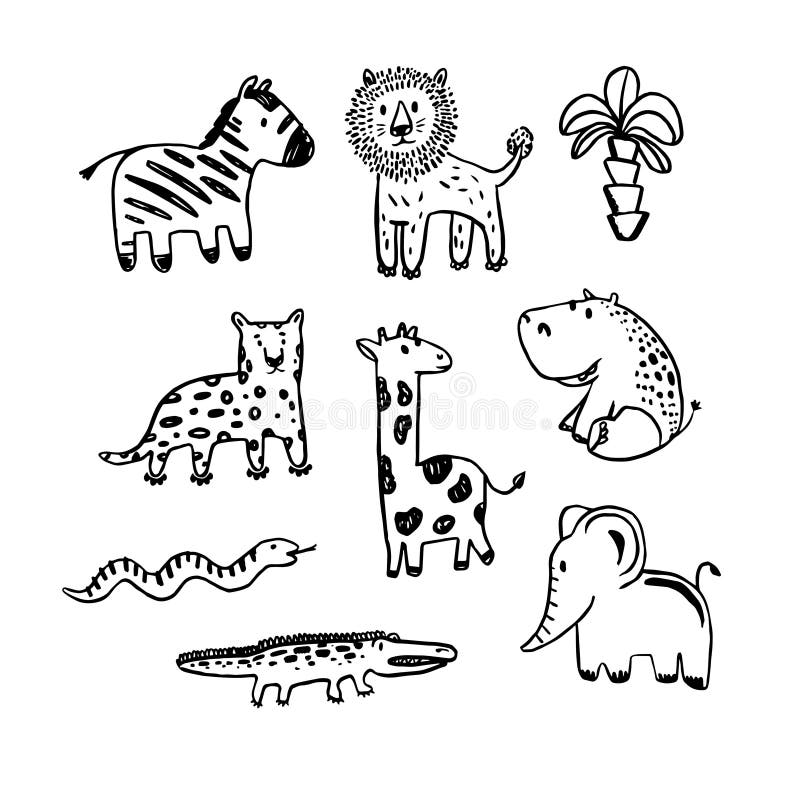 Vector African Animals Set . Coloring Illustration Stock Illustration - Illustration of drawn, jungle: 182558475 Vector African Animals Set . Coloring Illustration Stock Illustration - Illustration of drawn, jungle: 182558475