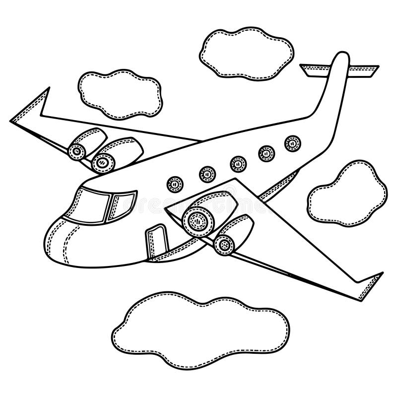 Vector Airplane Coloring Book for Kids or Adults Stock Vector