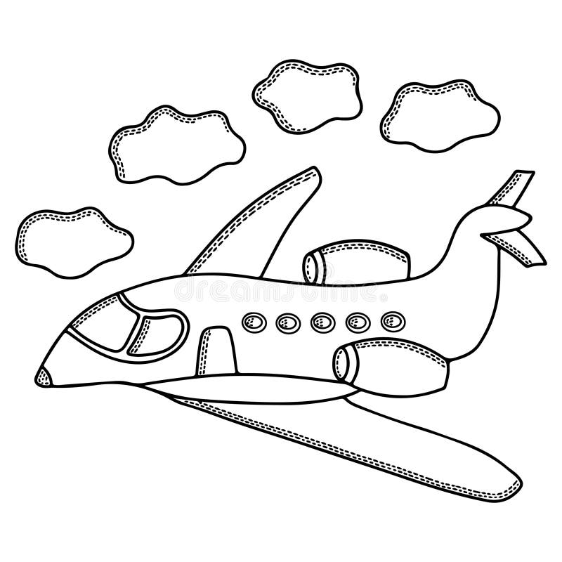 Vector Airplane Coloring Book for Kids or Adults Stock Vector