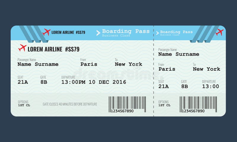 Vector Airplane Ticket Design Template. Stock Vector ...