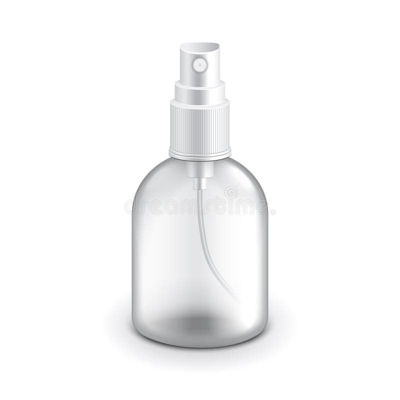 Vector aislado botella plástica transparente del espray