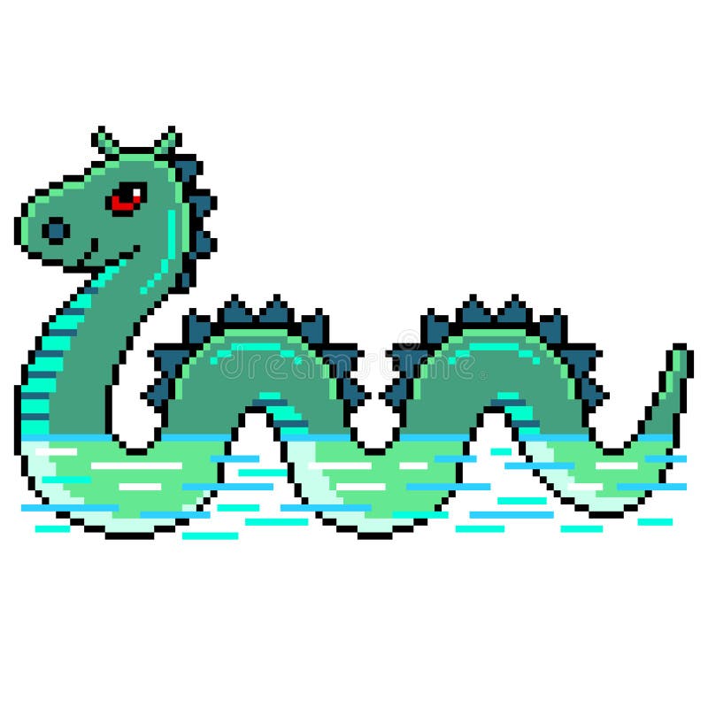 Vector aislado ejemplo detallado del monstruo de Loch Ness del nessie del pixel ilustración del vector Vector aislado ejemplo detallado del monstruo de Loch Ness del nessie del pixel ilustración del vector