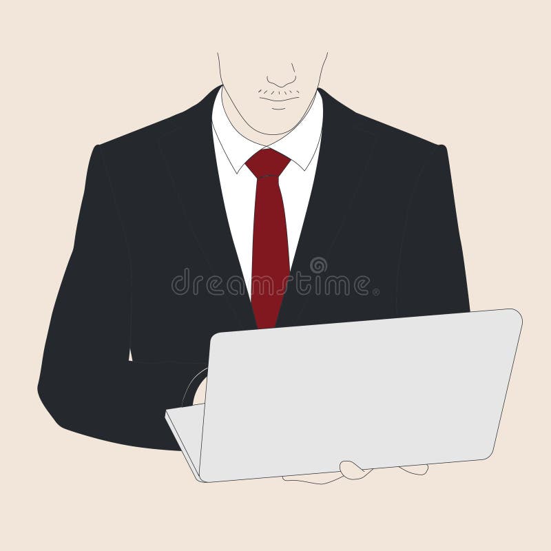 Vector al atragerii unui om de afaceri care utilizează laptop stock illustration