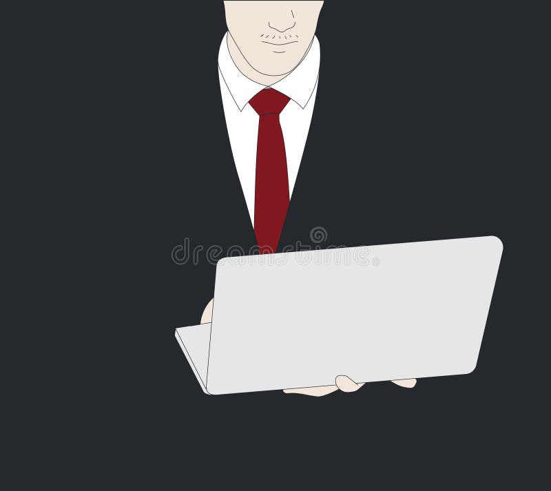 Vector al atragerii unui om de afaceri care utilizează laptop royalty free illustration