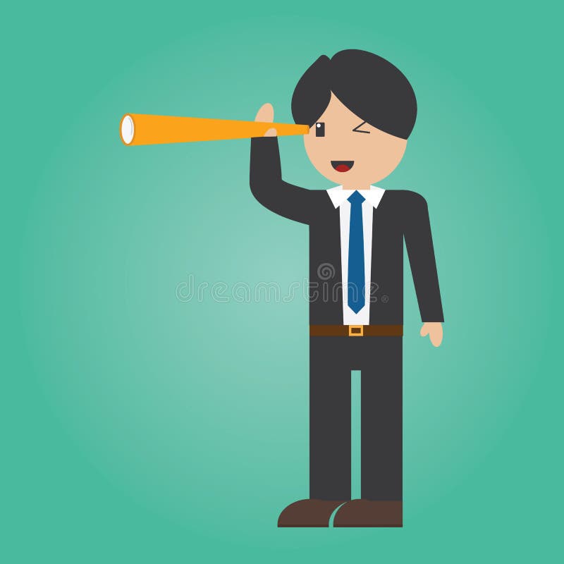 Vector al omului de afaceri care utilizează binocular. stock illustration