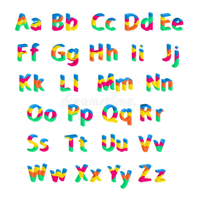 Download Colorful Layered Font Paper Alphabet. ABC Letters Vector ...