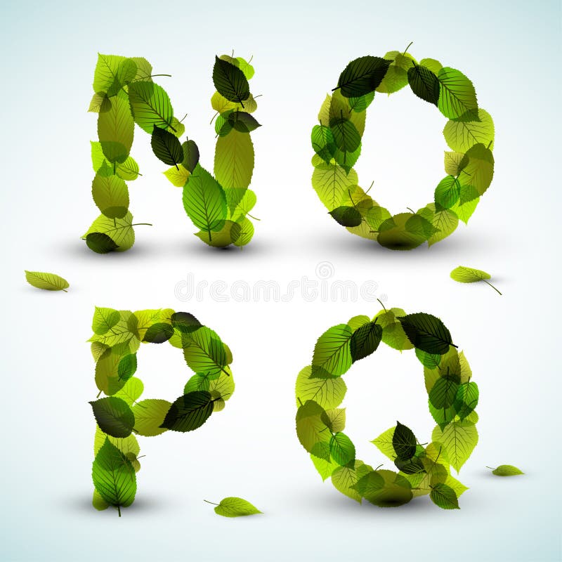 Vector alphabet letters made from leafs stock illustration