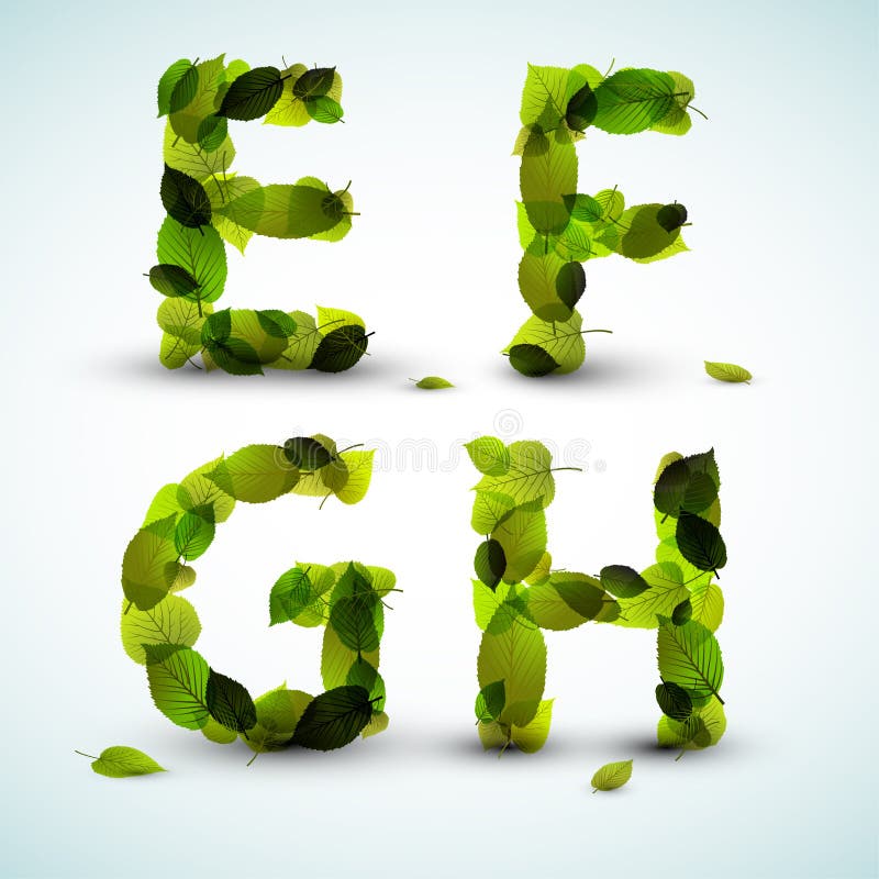 Vector alphabet letters made from leafs stock illustration