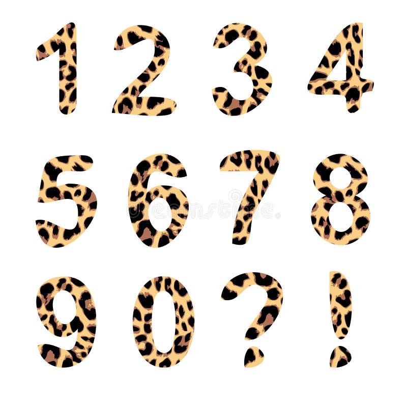 Vector Alphabet Numbers, Trendy Leopard Pattern Stock ...