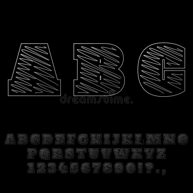 Vector alphabet. Sketch style. Template for design projects. Stock Illustration stock illustration