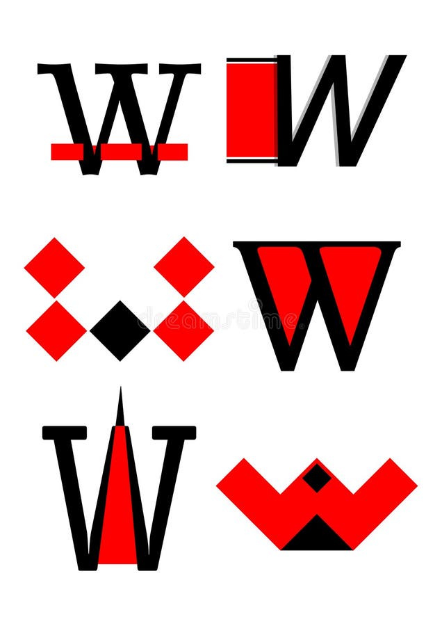 Vector alphabet W logos and icons vector illustration