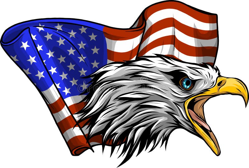 American Bald Eagle Illustration Vector Against Flag Stock Vector ...