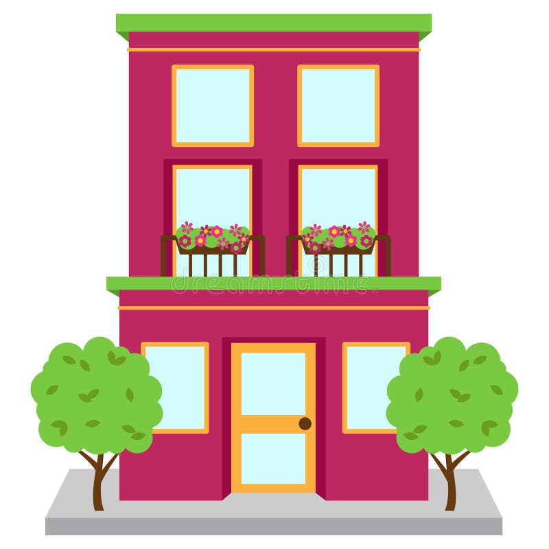 Vector Apartment Building On Street Stock Vector - Illustration of