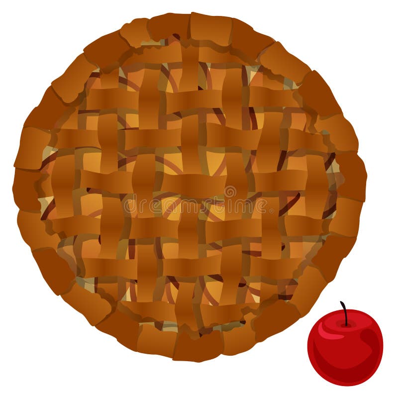 Vector Apple Pie Top View Illustration Isolated on White. Stock Vector