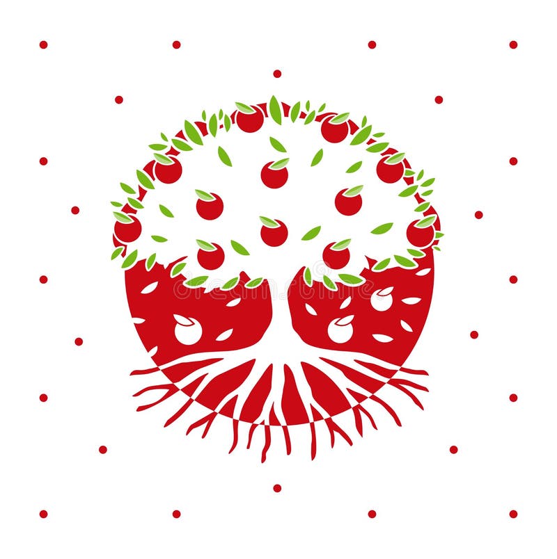 Tree Roots Logo.Vector apple tree with roots vector illustration Tree Roots Logo.Vector apple tree with roots vector illustration