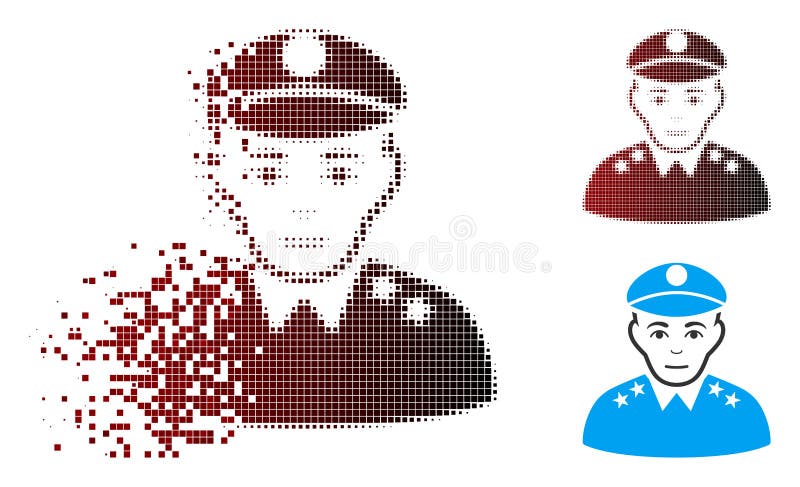 Fragmented Pixel Halftone Army General Icon stock illustration