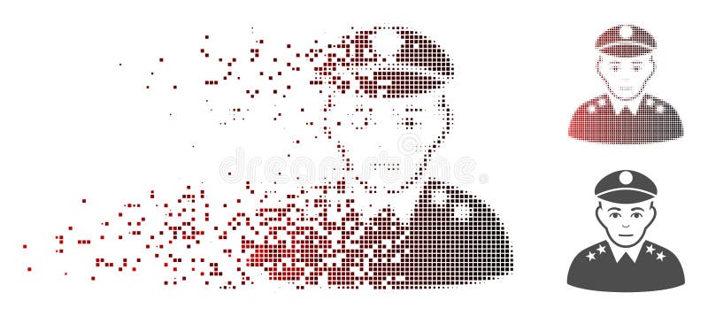 Dissipated Pixel Halftone Army General Icon royalty free illustration