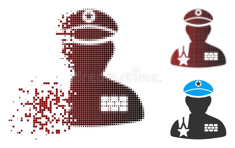 Fractured Pixel Halftone Army General Icon stock illustration