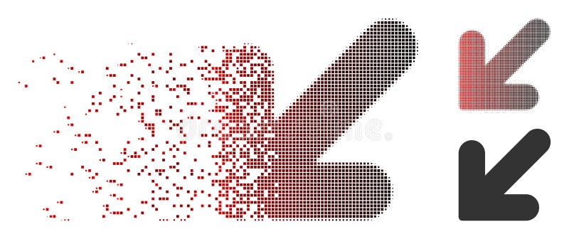 Moving Pixel Halftone Arrow Down Left Icon stock illustration