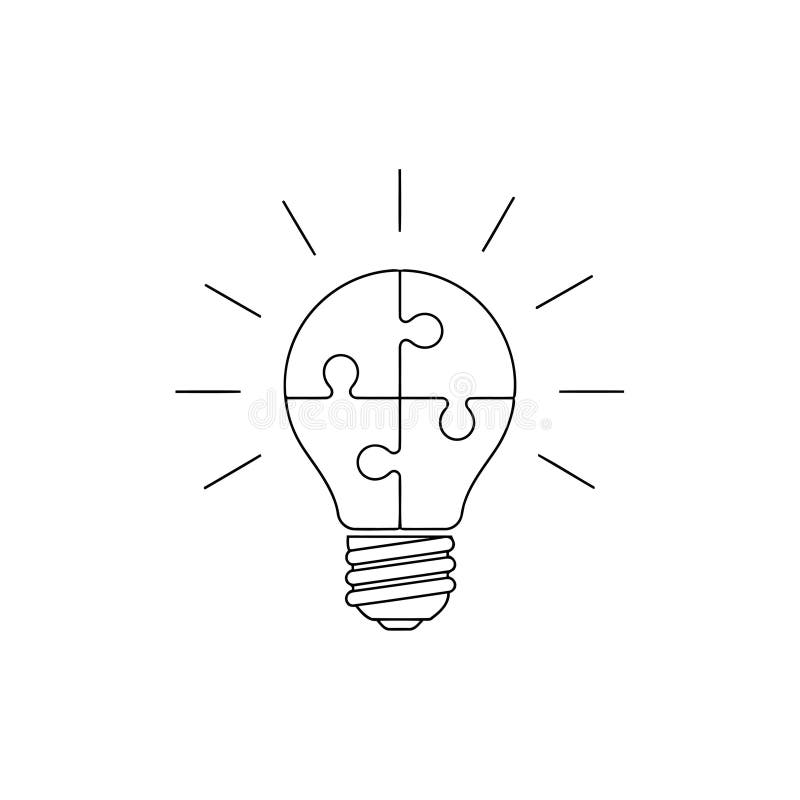 Vector art of light bulb puzzle, representing creative problemsolving, innovation, and the power of teamwork stock illustration