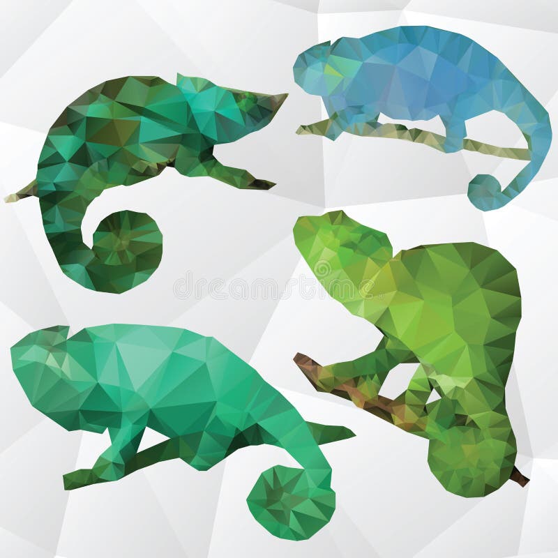 Vector art polygonal illustration chameleon royalty free illustration