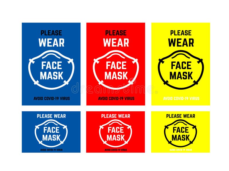 Vector attention sign collection , please wear face mask avoid covid-19 virus. warning, caution sign banner or poster. vector illustration