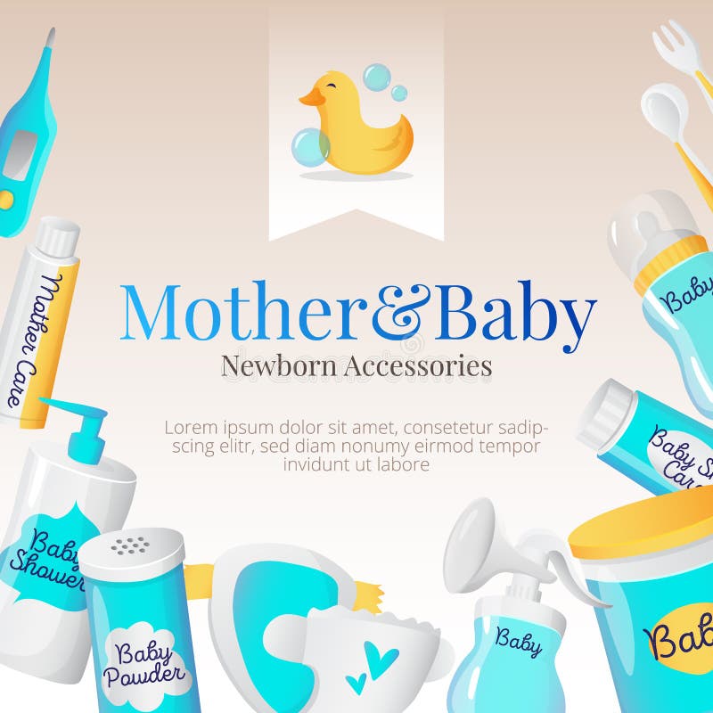 Vector Newborn Accessories Banners Design Templates. Baby Goods Sale