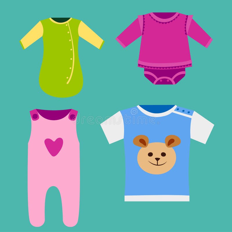Vector Baby Clothes Icon Set Design Textile Casual Fabric Colorful ...