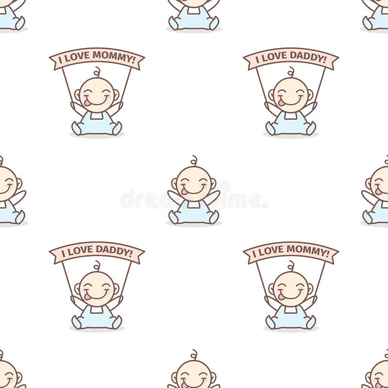 Vector Baby mit Liebe Mama- und Vatiposter lizenzfreie abbildung Vector Baby mit Liebe Mama- und Vatiposter lizenzfreie abbildung