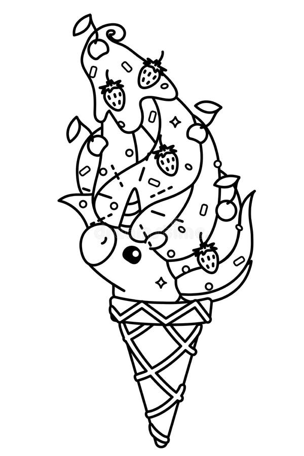 Coloring Pages Unicorn Ice Cream