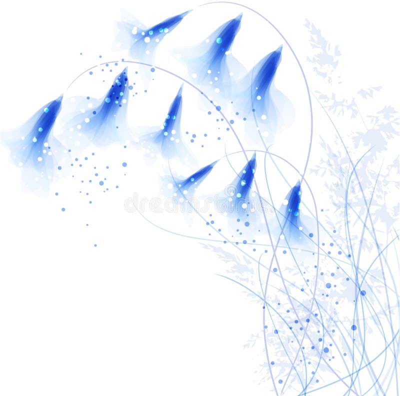 Vector Background with Blue Flowers Stock Vector - Illustration of