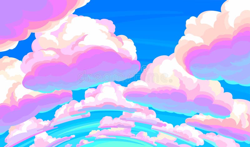 Bức ảnh với những đám mây xốp màu hồng nhẹ nhàng trôi chuyển trên bầu trời đang chờ đón bạn. Hãy đắm mình trong vẻ đẹp tuyệt vời của trời xanh và những đám mây mềm mại này.