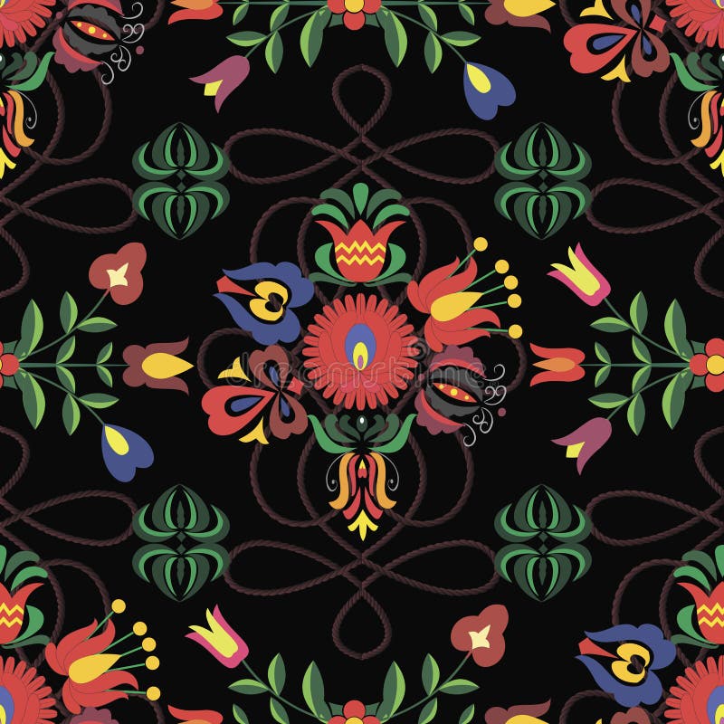 Vector background with Hungarian folk patterns for the design of