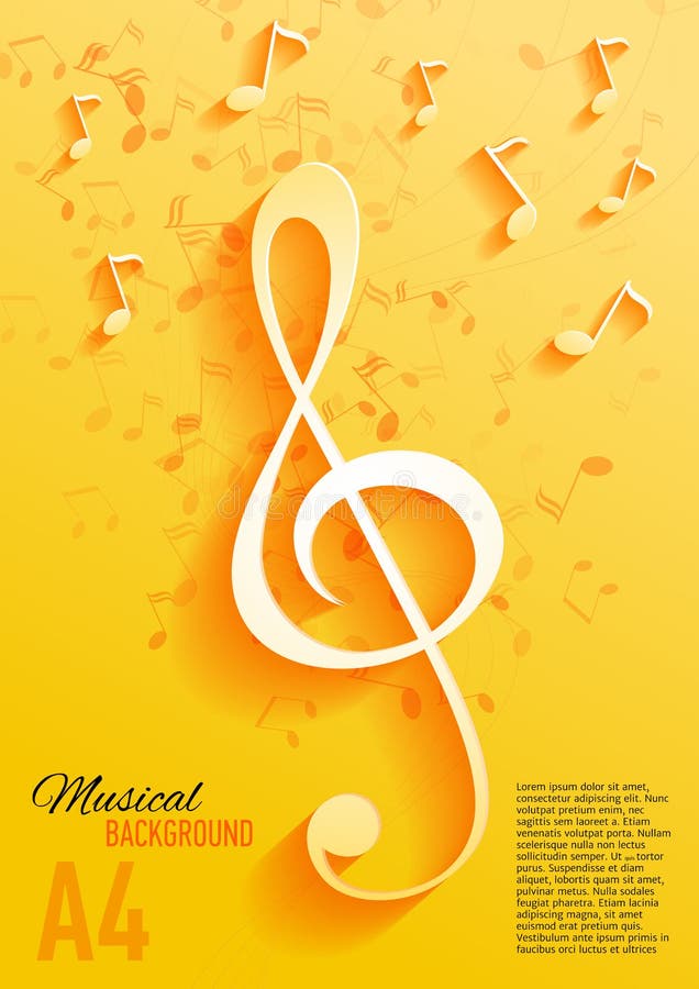 Vector Background with Music Notes and Key Stock Vector Illustration