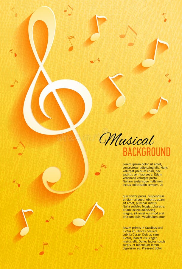 Vector Background with Music Notes and Key Stock Vector Illustration