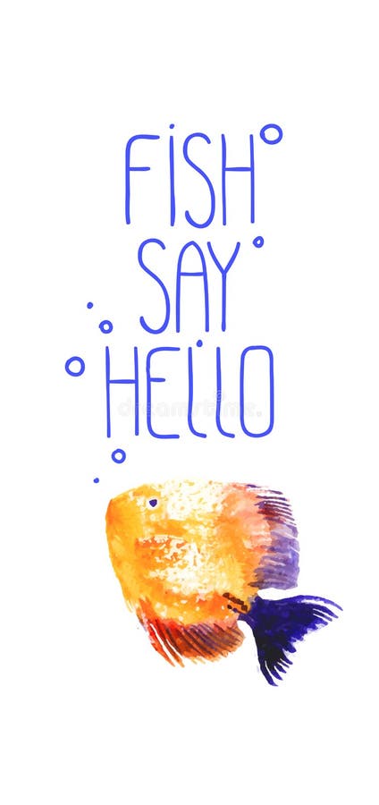 Vector background with watercolor discus fish vector illustration