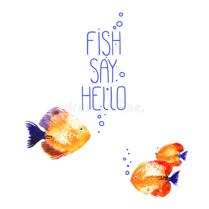 Vector background with watercolor discus fish royalty free illustration