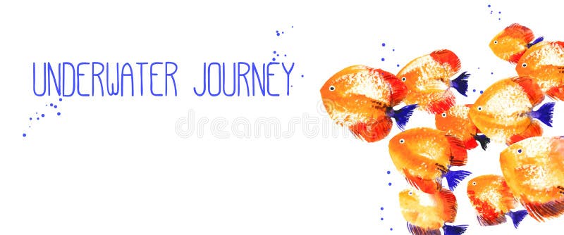 Vector background with watercolor discus fish royalty free illustration