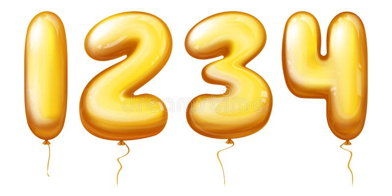 Vector Balloons Numbers - One, Two, Three, Four Stock Vector