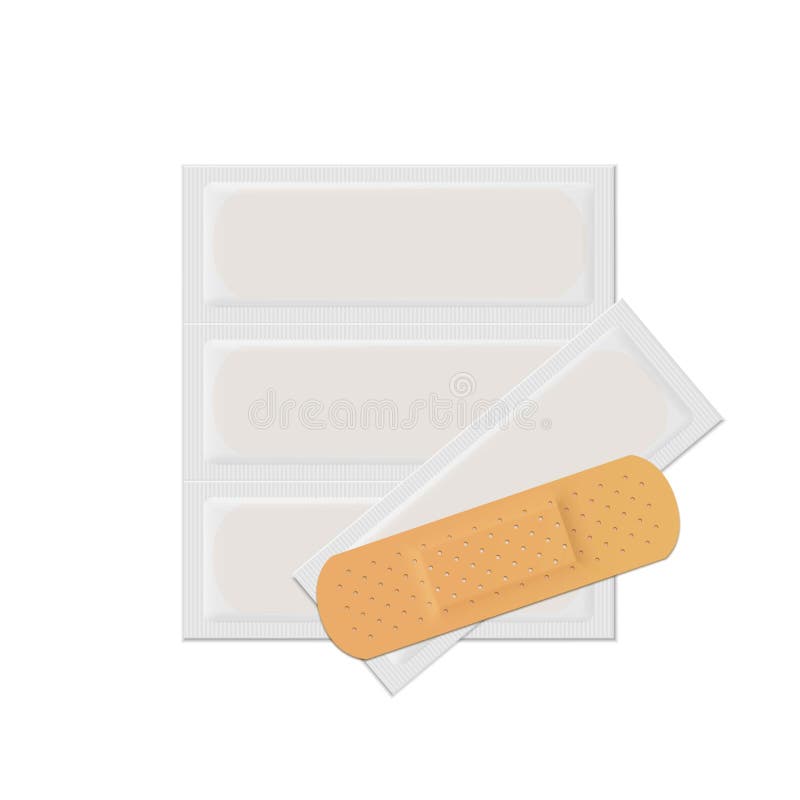Vector Bandage Plaster Aid Band Medical Adhesive Set on White Background. Packaging tape logo vectors