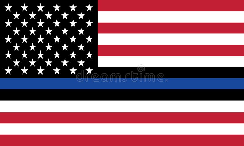 Vector a bandeira do Estados Unidos com linha azul para honrar a polícia e a lei ilustração do vetor Vector a bandeira do Estados Unidos com linha azul para honrar a polícia e a lei ilustração do vetor